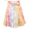 Zimmermann Zimmerman High-rise Pleated Poplin Mini Skirt In Floral-print Cotton In Gold