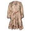 Zimmermann Zimmerman Moonshine Puff-sleeves Belted Mini Dress In Pastel Pink Linen In Pink
