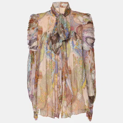 Pre-owned Zimmermann Zimmerman Multicolor Printed Silk Top S