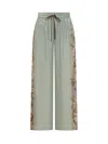 Zimmermann Relaxed Floral Print Wide Pants With Drawstring Waist In Green