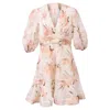 Zimmermann Zimmerman Plissé Fit & Flare Dress In Floral Print Polyester In Pink
