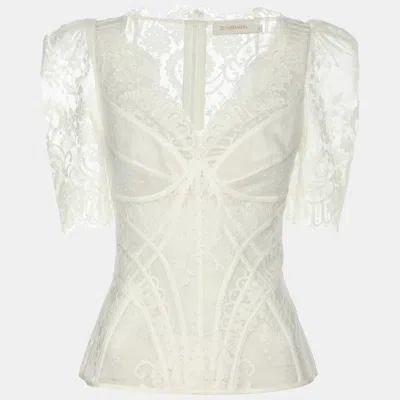Pre-owned Zimmermann Zimmerman White Lace Dance Blouse Xs