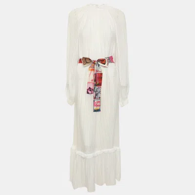 Pre-owned Zimmermann Zimmerman White Viscose Belted Midi Dress Xs