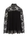 Zimmermann Black Blouse With High Neck And Lace Panels In Viscose Woman In Black