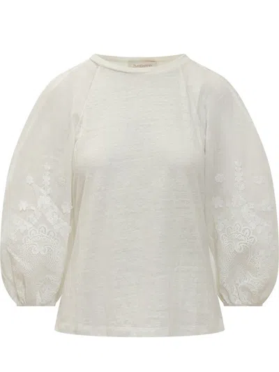 Zimmermann Blouse In Linen In White