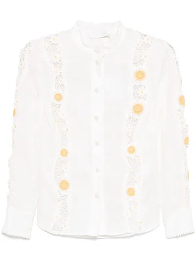 Zimmermann White Everley Shirt In Beige