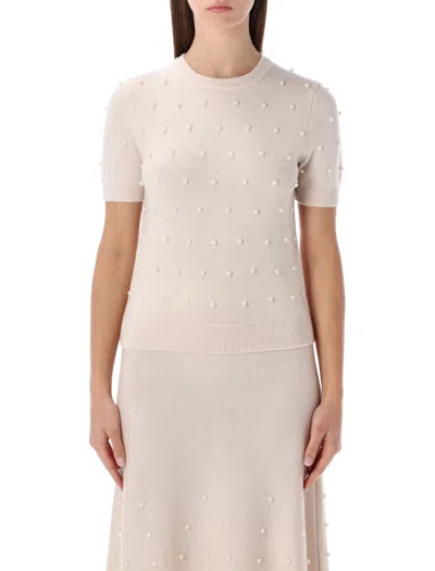Zimmermann Hypnotic Cream Beaded Knit T-shirt