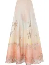 Zimmermann Illuminate Linen And Silk-blend Maxi Skirt