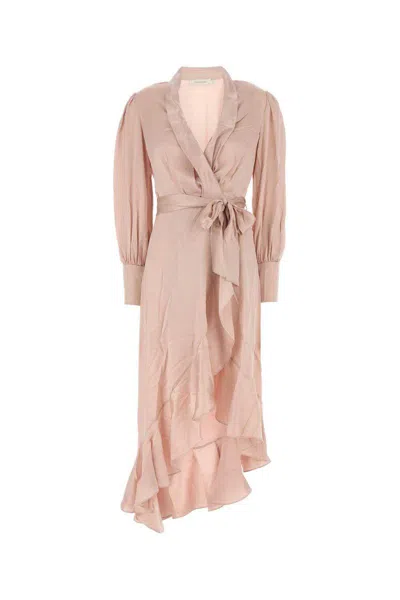 Zimmermann Light Pink Midi Wrap Dress