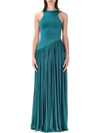 Zimmermann Luna Asymmetric Jersey Dress In Blue