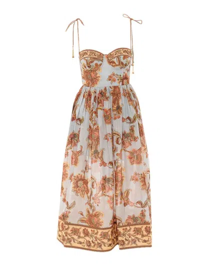 Zimmermann Multicolor Aster Corset Midi Dress