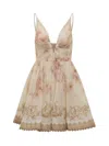 Zimmermann Hypnotic V-neck Mini Dress In Gold