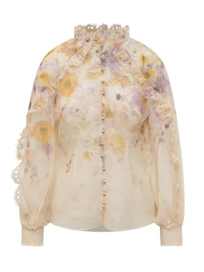 Zimmermann Silk Blouse With Print In Multi