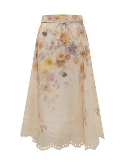 ZIMMERMANN ZIMMERMANN ZIMMERMANN SILK SKIRT WITH PRINT