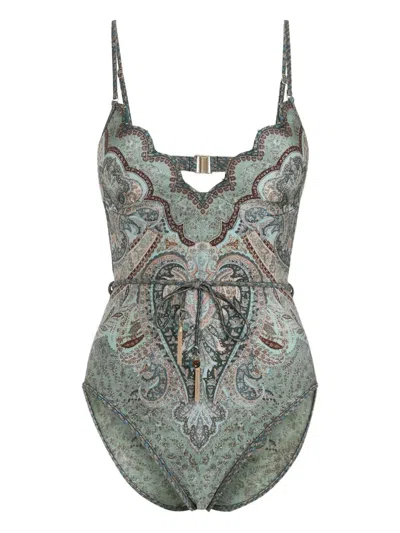 Zimmermann Wanderlust Scalloped Paisley Swimsuit