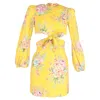 Zimmermann Zinnia Floral Mini Dress In Yellow Linen In Yellow