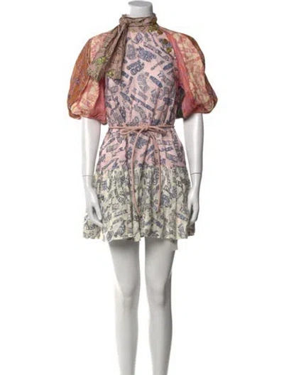 Pre-owned Zimmermann Zodiac Mini Dress In Pink