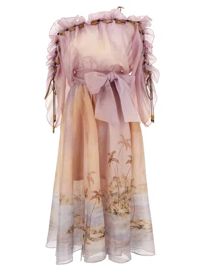 Zimmermann Dawning Ruffle Maxi Dresses Pink
