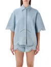 Zimmermann Daylight Embroidered Denim Shirt In Blue