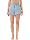 Zimmermann Daylight Scalloped Broderie Anglaise Denim Shorts In Blue