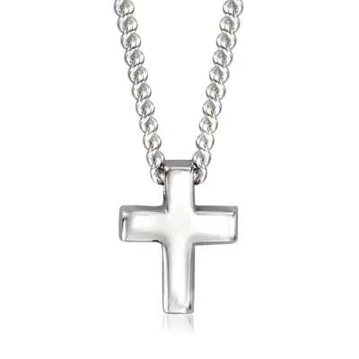 Zina Sterling Silver "contemporary" Mini Cross Necklace In Metallic