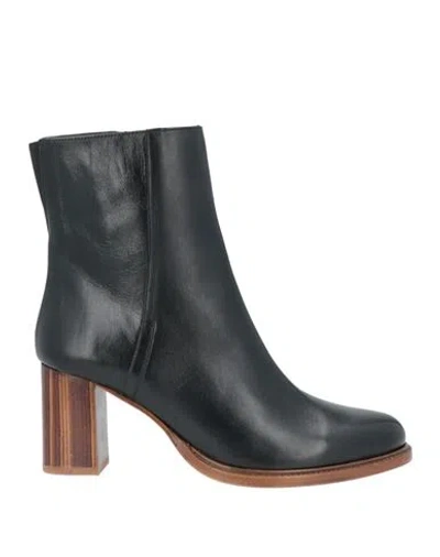 Zinda Woman Ankle Boots Black Size 8 Leather In Animal Print