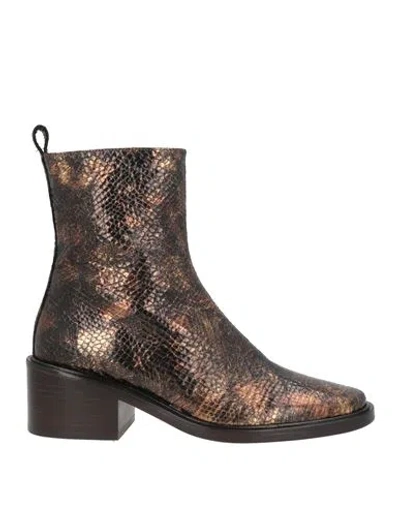 Zinda Woman Ankle Boots Bronze Size 7 Leather In Brown