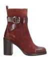 Zinda Woman Ankle Boots Brown Size 7 Leather In Burgundy