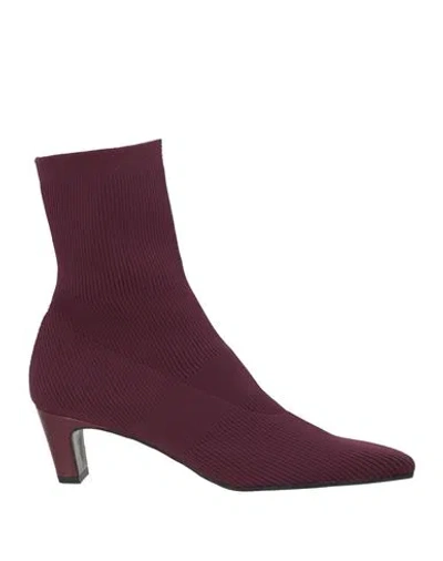 Zinda Woman Ankle Boots Burgundy Size 7 Textile Fibers In Red