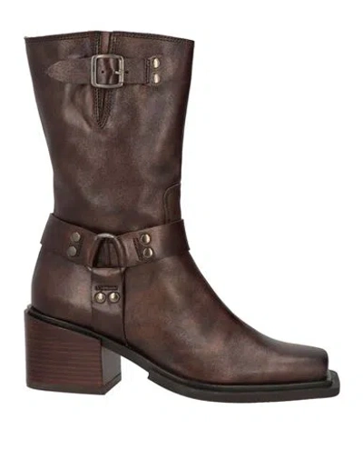 Zinda Woman Ankle Boots Dark Brown Size 8 Leather