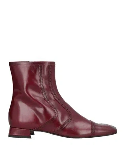 Zinda Woman Ankle Boots Garnet Size 6 Leather In Burgundy