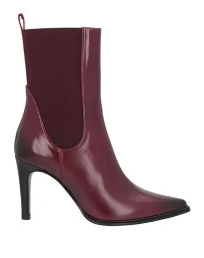 Zinda Woman Ankle Boots Garnet Size 7 Leather In Burgundy