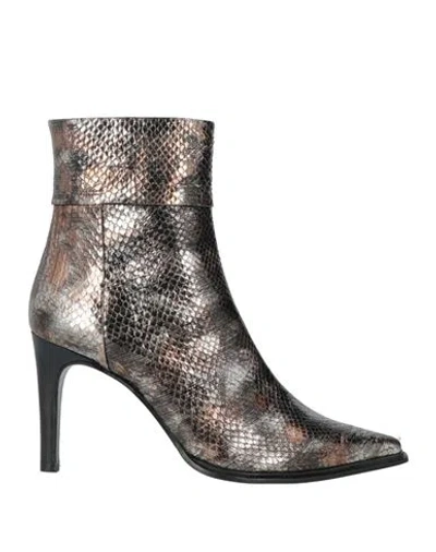Zinda Woman Ankle Boots Gunmetal Size 7 Leather In Gray