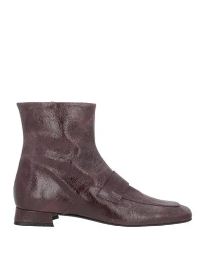 Zinda Woman Ankle Boots Plum Size 7 Leather In Burgundy