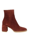 Zinda Woman Ankle Boots Rust Size 8 Leather In Red
