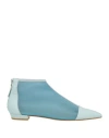 Zinda Woman Ankle Boots Sky Blue Size 7 Leather, Textile Fibers In Blue