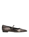 Zinda Woman Ballet Flats Gunmetal Size 7 Leather