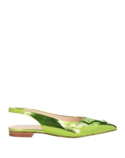 Zinda Woman Ballet Flats Lime Green Size 7 Leather