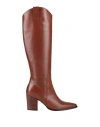 Zinda Woman Boot Brown Size 8 Leather In Brown