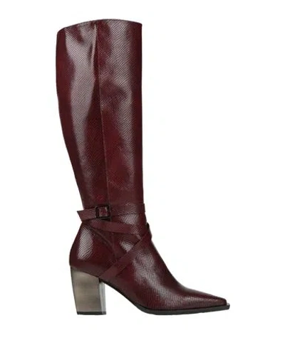 Zinda Woman Boot Burgundy Size 7 Leather In Red