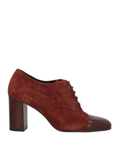 Zinda Woman Lace-up Shoes Brown Size 7 Leather