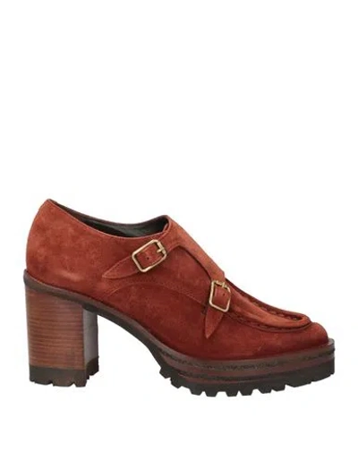 Zinda Woman Loafers Brick Red Size 7 Leather