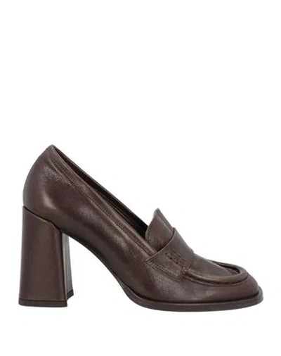 Zinda Woman Loafers Dark Brown Size 8 Leather In Brown