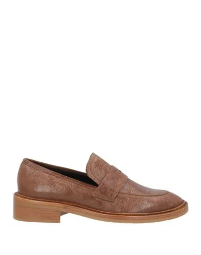Zinda Woman Loafers Tan Size 7 Leather In Animal Print