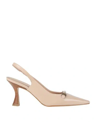 Zinda Woman Pumps Beige Size 7 Leather In Neutral