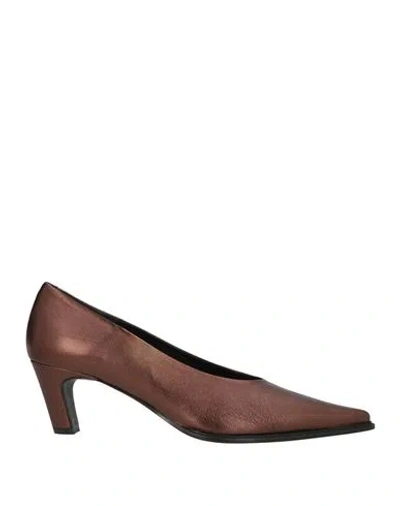 Zinda Woman Pumps Bronze Size 8 Leather In Brown