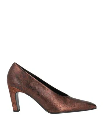 Zinda Woman Pumps Bronze Size 8.5 Leather In Burgundy