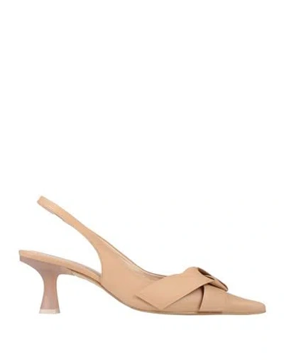 Zinda Woman Pumps Camel Size 6 Leather In Neutral