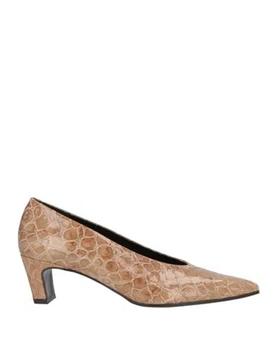 Zinda Woman Pumps Camel Size 7 Leather In Brown