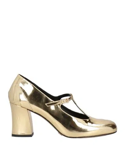 Zinda Woman Pumps Gold Size 9 Leather